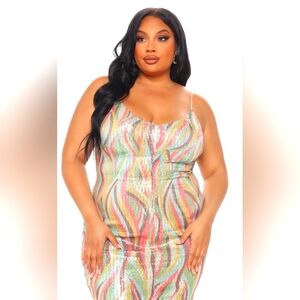 Women's Sequins Midi Dress Size 1X NWOT